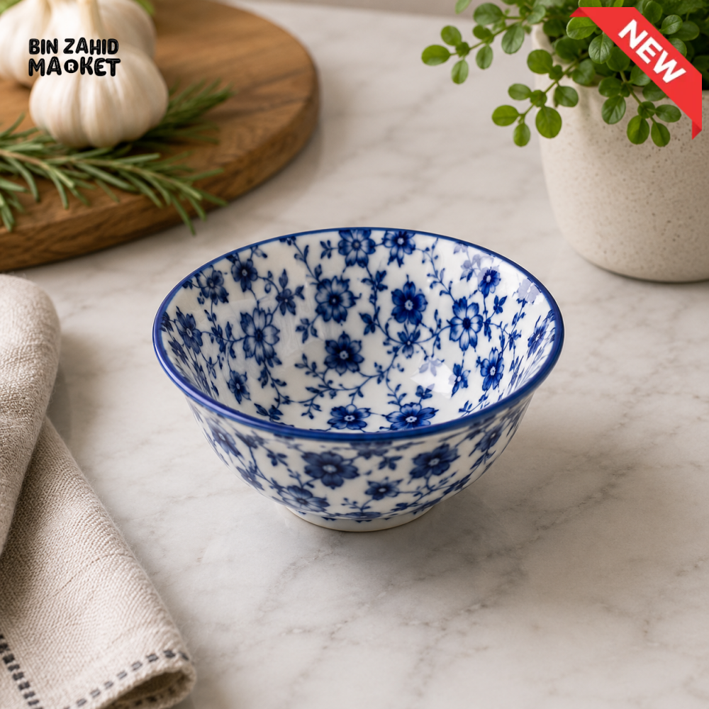 BLUE FLORAL PORCELAIN RICE & SOUP BOWL 4.75 INCH – 475FKW