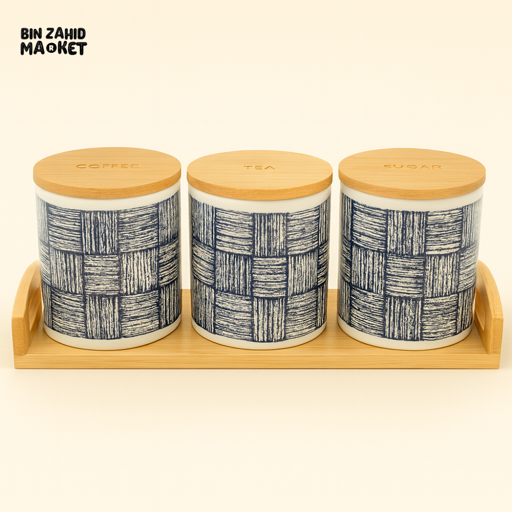 Blue Pattern Ceramic Jar Set