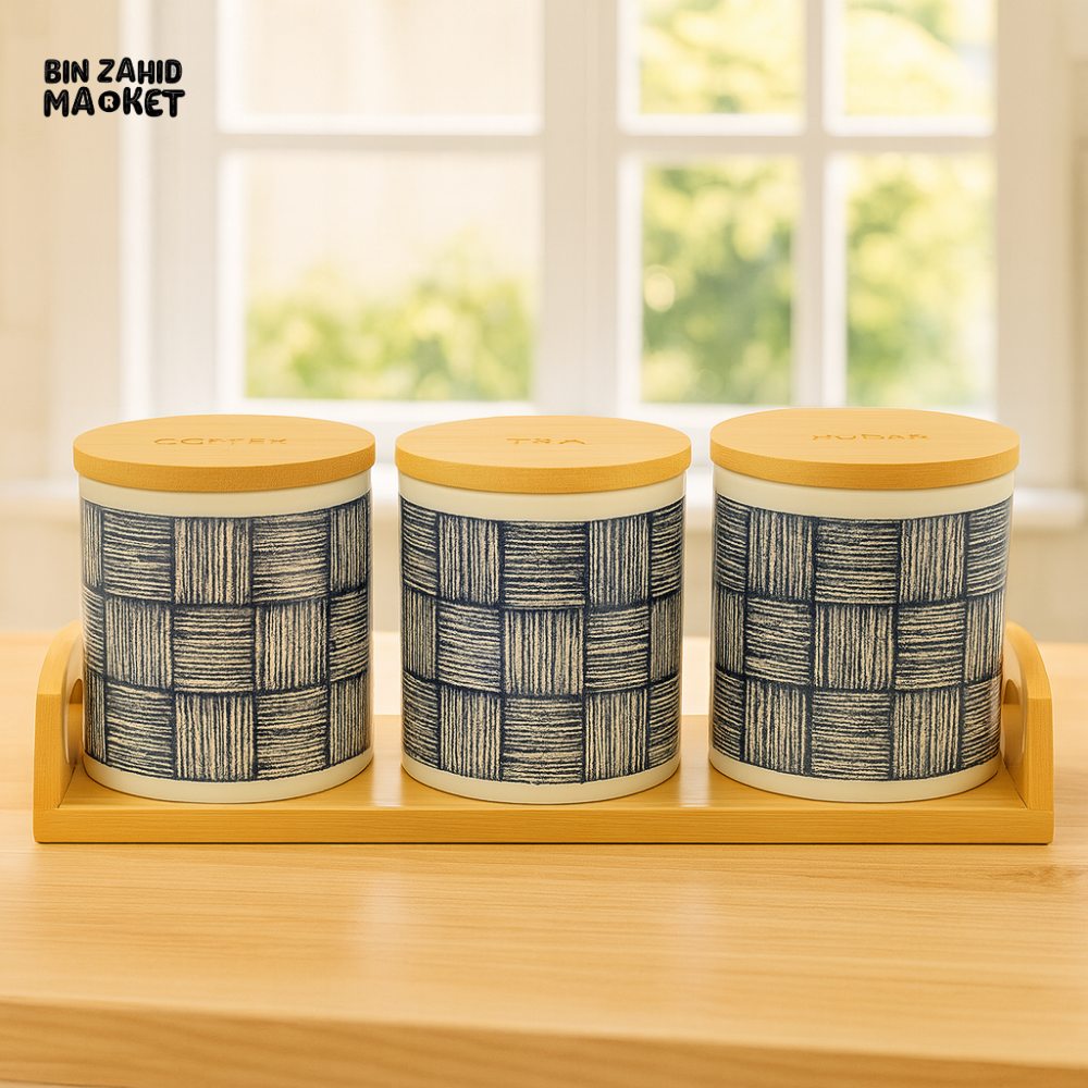 Blue Pattern Ceramic Jar Set