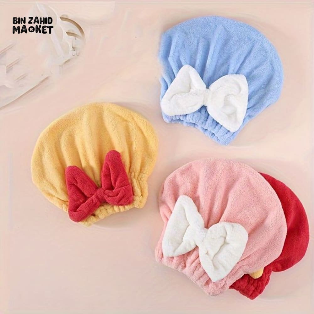 BOW TIE SHOWER TOWEL CAP