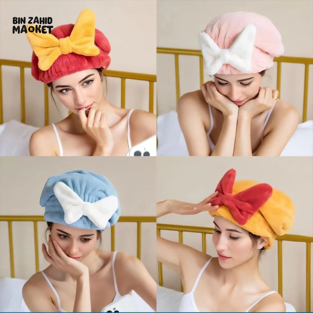 BOW TIE SHOWER TOWEL CAP