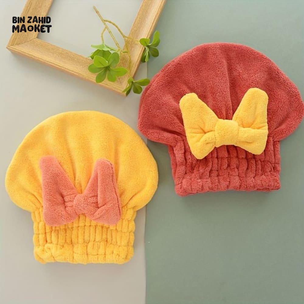BOW TIE SHOWER TOWEL CAP