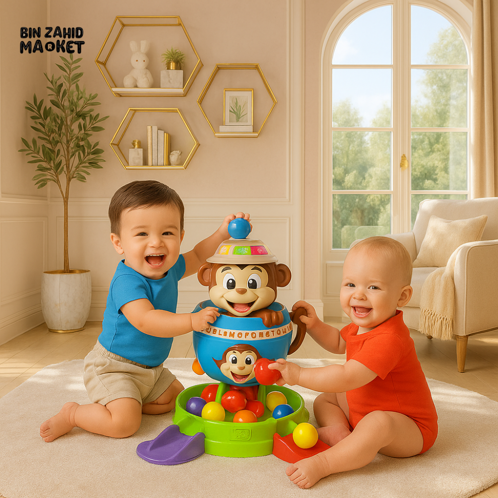 BRIGHT STARTS HAVING A BALL! HIDE 'N SPIN MONKEY ACTIVITY TOY FUN LEARNING FOR BABIES