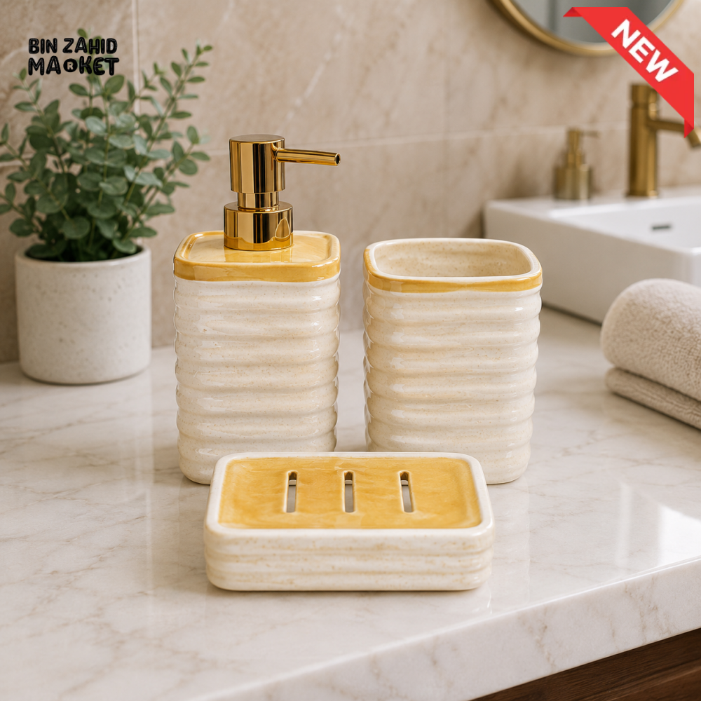 BRILLIANT 3 PCS CERAMIC BATHROOM ACCESSORY SET