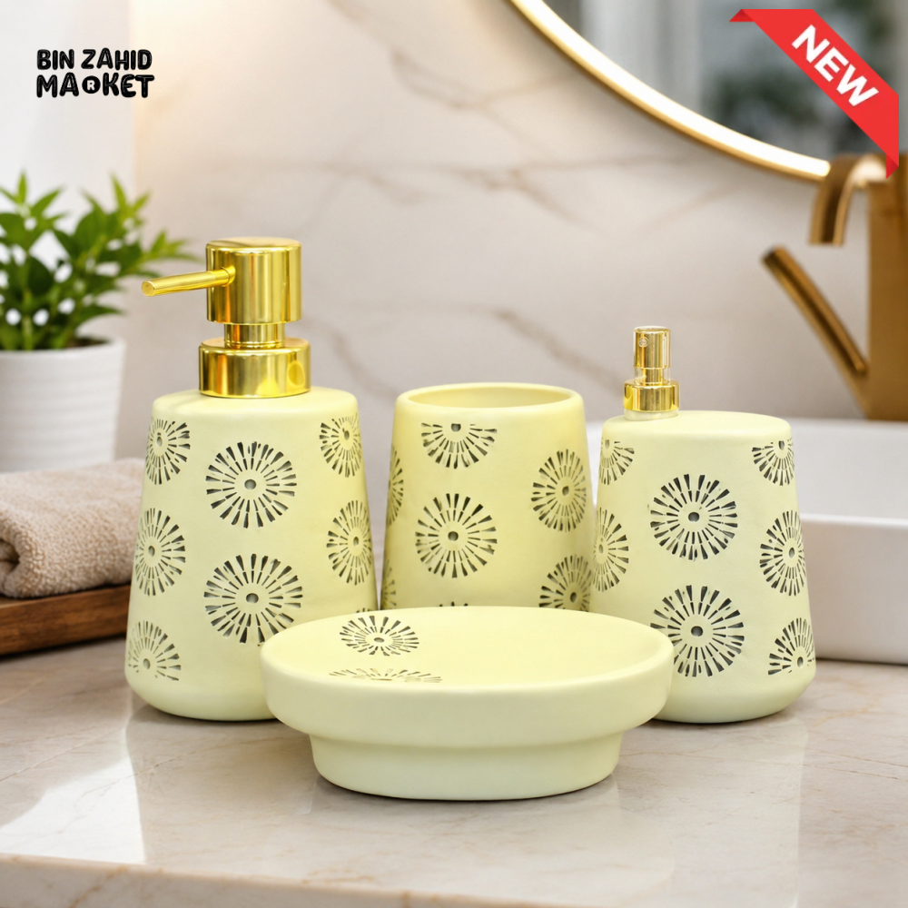 BRILLIANT 4-PIECE CERAMIC BATHROOM ACCESSORY SET
