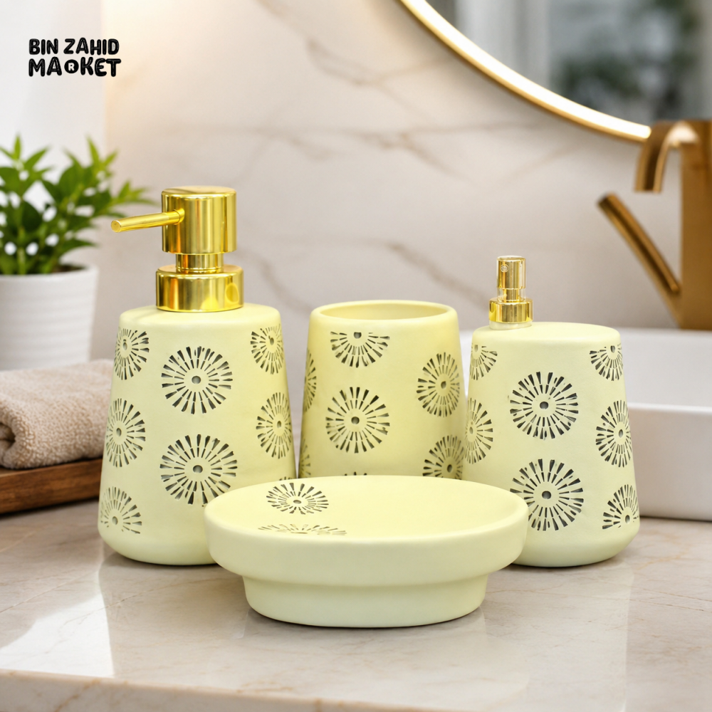 BRILLIANT 4-PIECE CERAMIC BATHROOM ACCESSORY SET