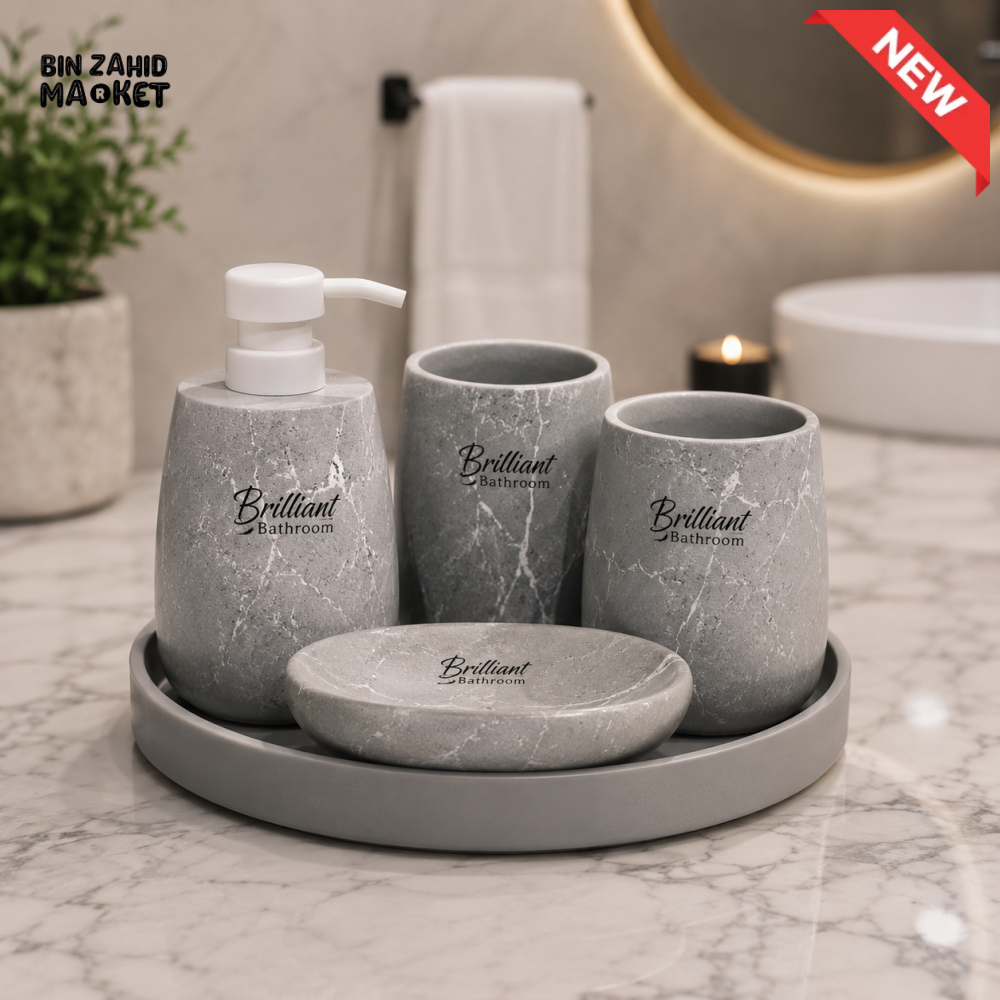 BRILLIANT BATHROOM ACCESSORY SET - 5 PIECE SET