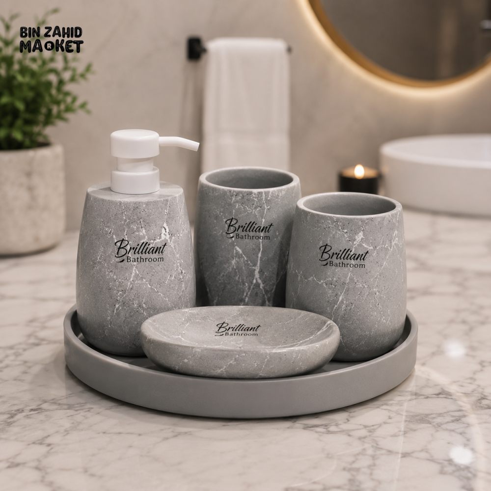 BRILLIANT BATHROOM ACCESSORY SET - 5 PIECE SET