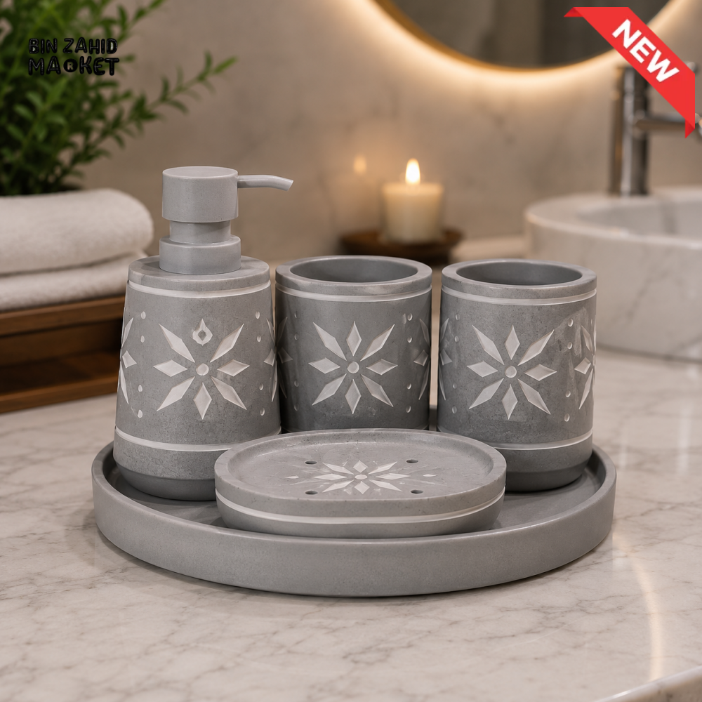 BRILLIANT BATHROOM BATHROOM ACCESSORY SET GRAY - 5 PIECE SET