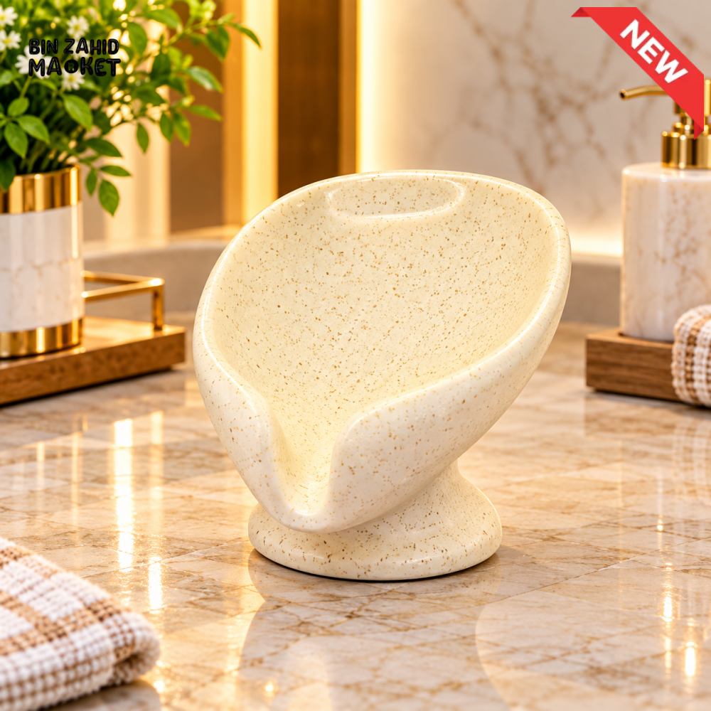 BRILLIANT CREAM SPECKLED PEDESTAL SOAP DISH HOLDER - Soap Dishes