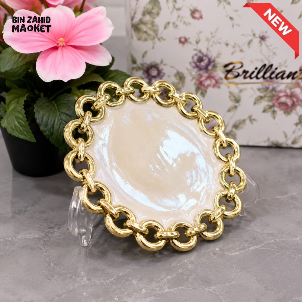 BRILLIANT DECORATIVE GOLD CHAIN DISPLAY PLATE 6 INCH