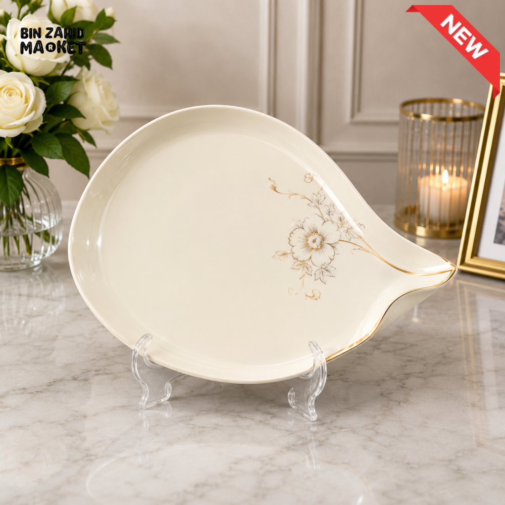 BRILLIANT LEAF SHAPED CERAMIC SERVING DISH - 12 INCH