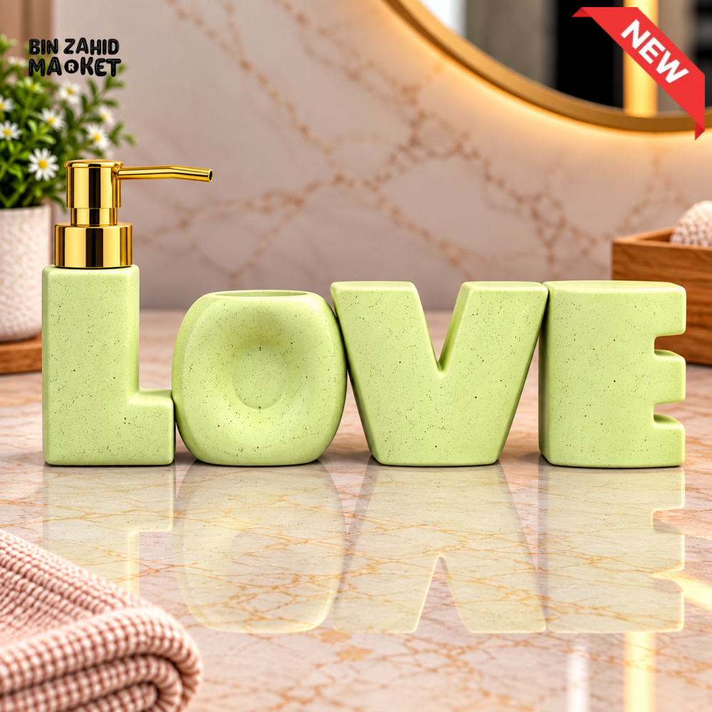 BRILLIANT LOVE DESIGN CERAMIC BATHROOM ACCESSORY SET - Bathroom Accessory Sets