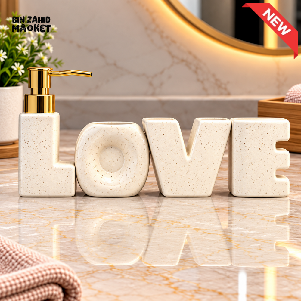BRILLIANT LOVE DESIGN CERAMIC BATHROOM ACCESSORY SET - Bathroom Accessory Sets