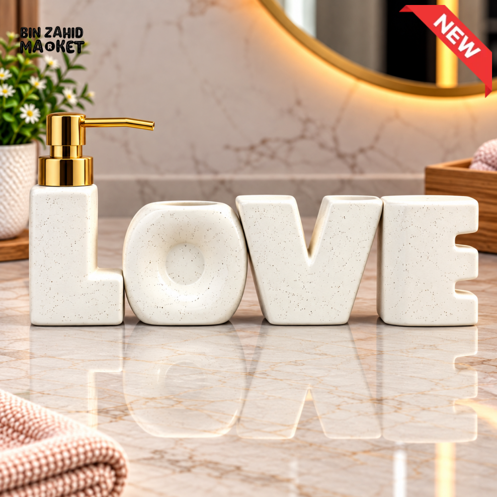 BRILLIANT LOVE DESIGN CERAMIC BATHROOM ACCESSORY SET - Bathroom Accessory Sets