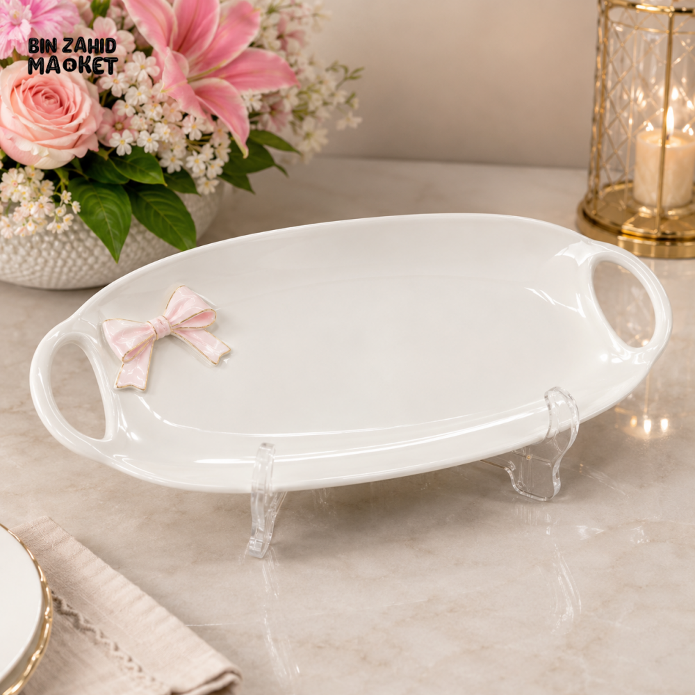 BRILLIANT OVAL CERAMIC SERVING PLATTER WITH HANDLES