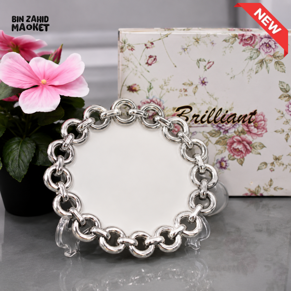 BRILLIANT SILVER CHAIN DECORATIVE DISPLAY PLATE 6 INCH