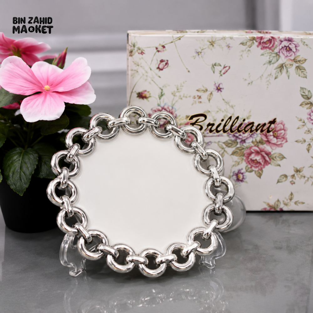 BRILLIANT SILVER CHAIN DECORATIVE DISPLAY PLATE 6 INCH