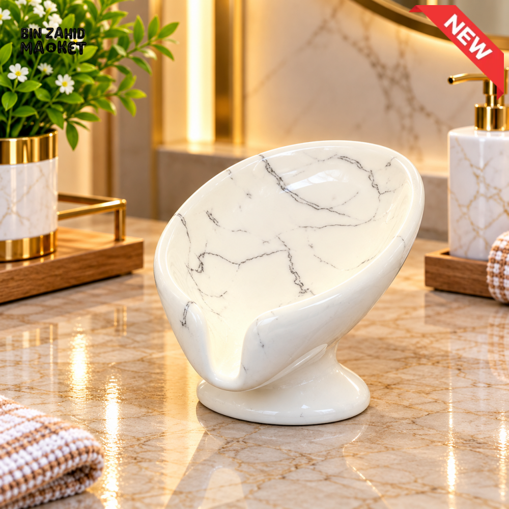 BRILLIANT WHITE MARBLE DESIGN PEDESTAL SOAP DISH HOLDER - Soap Dishes