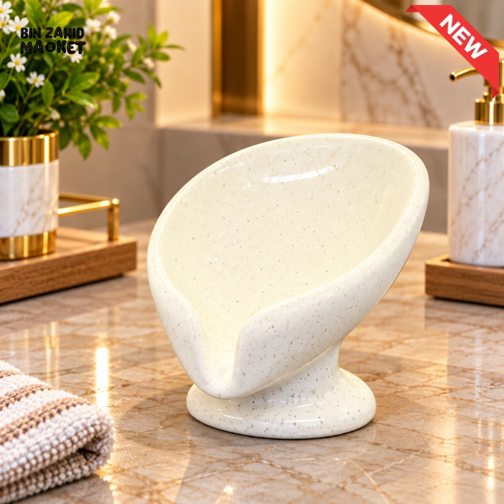 BRILLIANT WHITE SPECKLED PEDESTAL SOAP DISH HOLDER - Soap Dishes