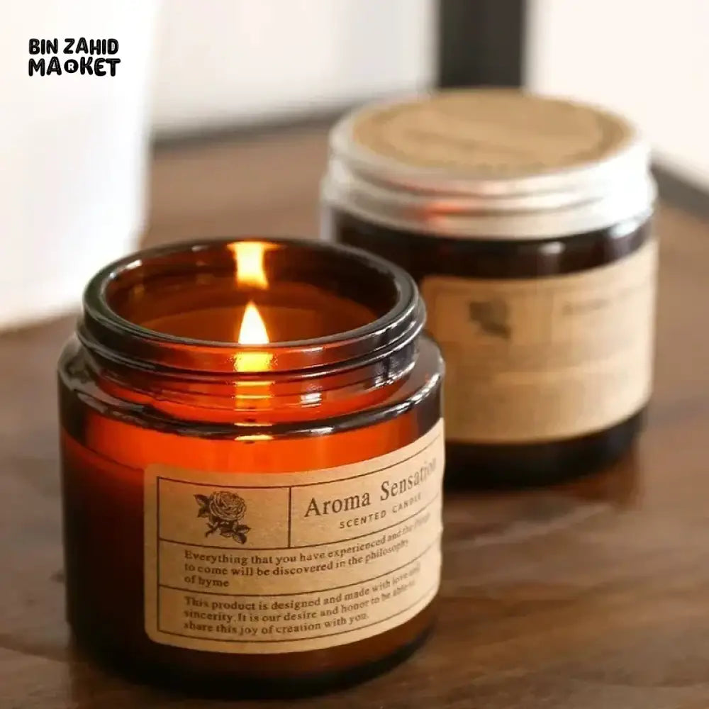 BROWN GLASS AROMATHERAPY CANDLE – SMOKELESS SCENTED CANDLE FOR HOME DECOR & BIRTHDAY GIFT