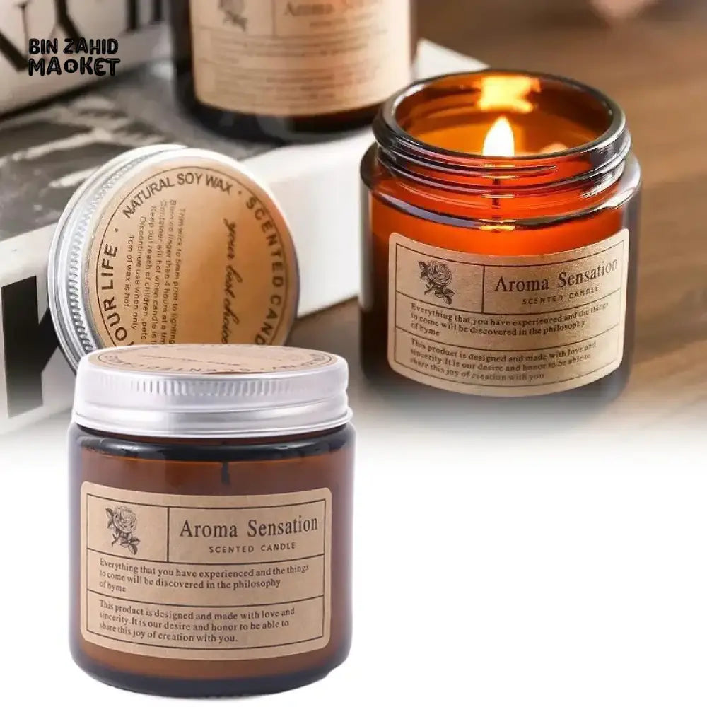 BROWN GLASS AROMATHERAPY CANDLE – SMOKELESS SCENTED CANDLE FOR HOME DECOR & BIRTHDAY GIFT