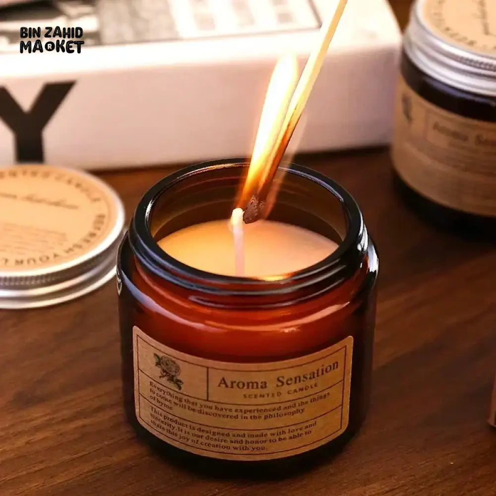 BROWN GLASS AROMATHERAPY CANDLE – SMOKELESS SCENTED CANDLE FOR HOME DECOR & BIRTHDAY GIFT