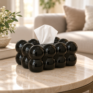 Bubble Design Tissue Box Holder – black – Lifestyle