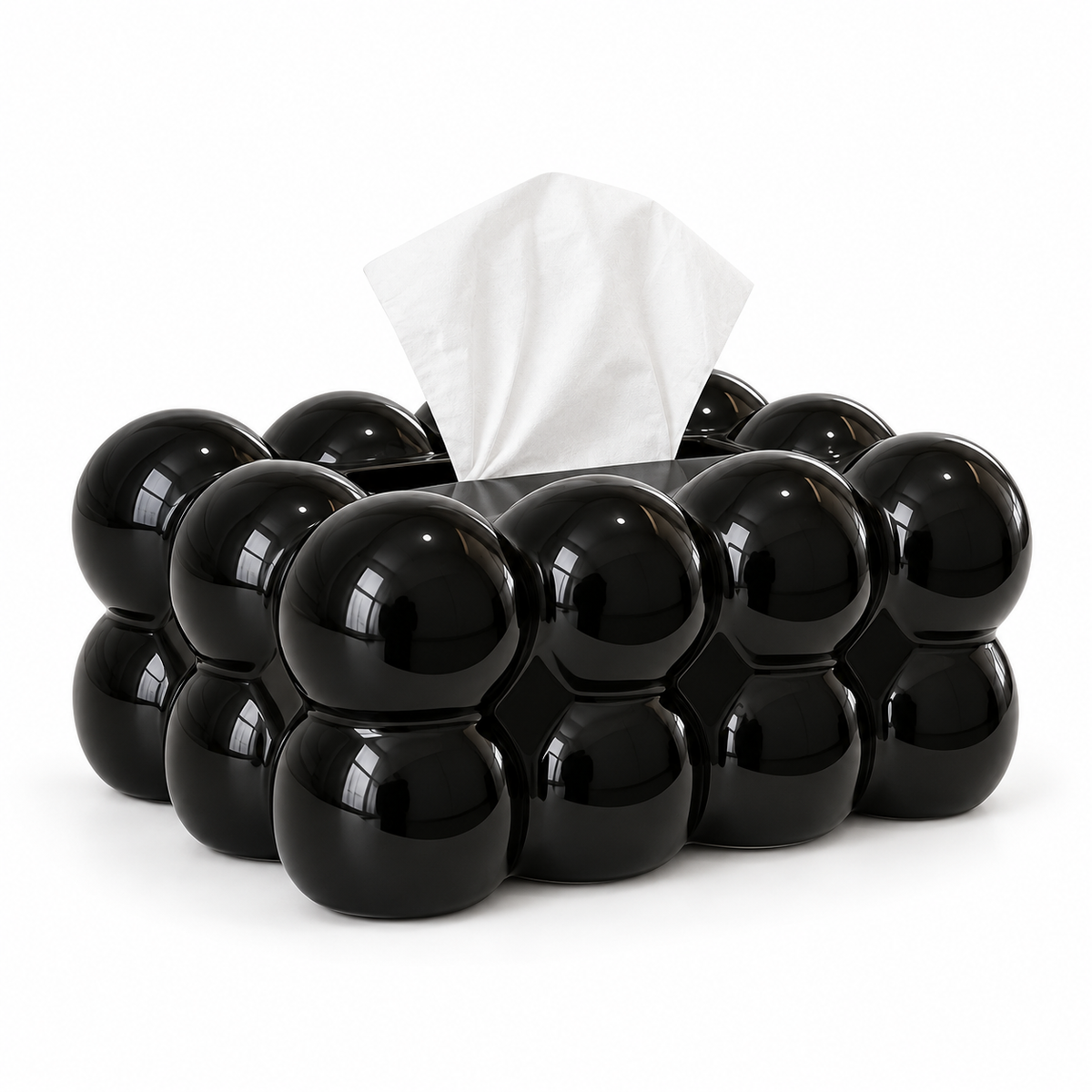 Bubble Design Tissue Box Holder – black – Primary white studio