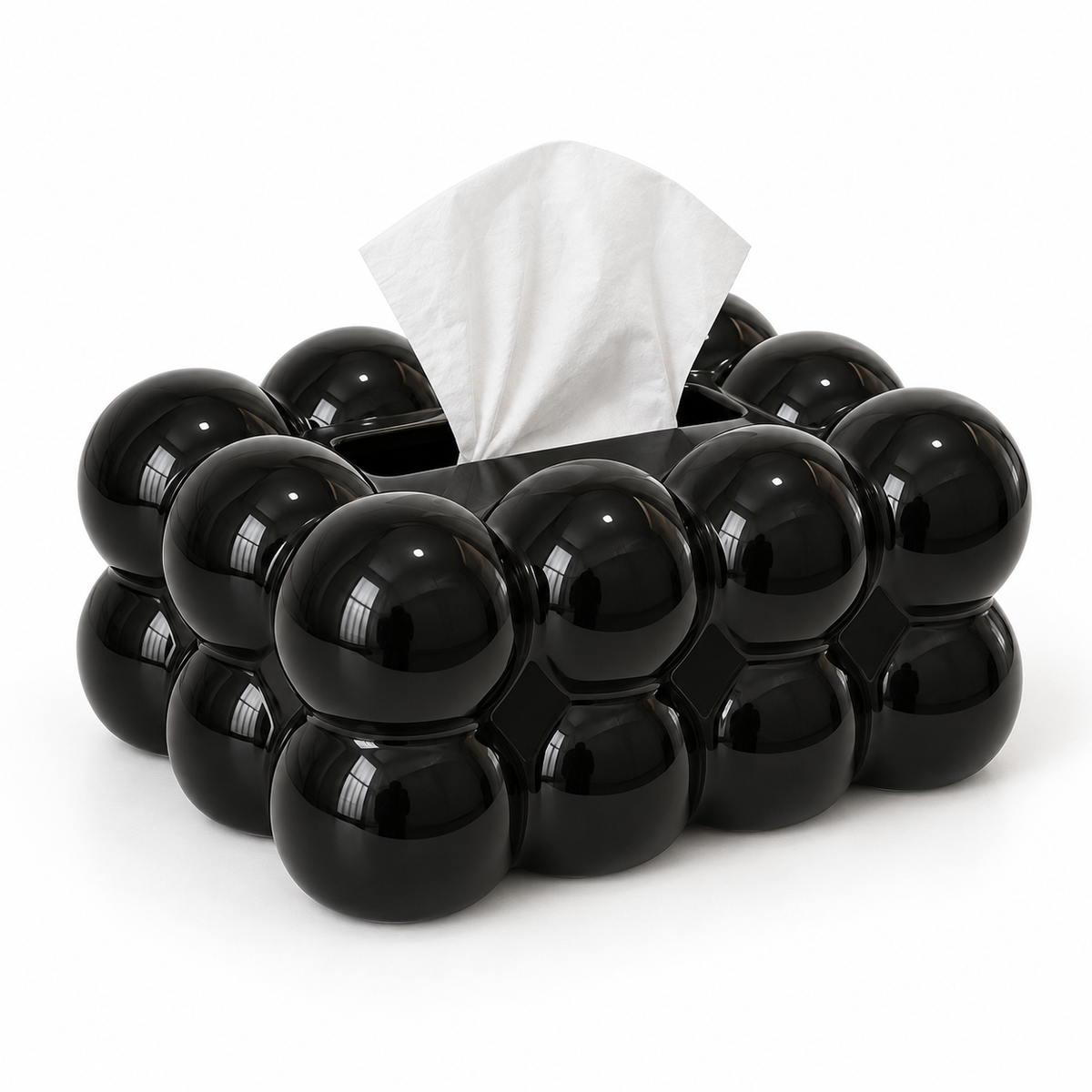 Bubble Design Tissue Box Holder – black – Alternative white studio