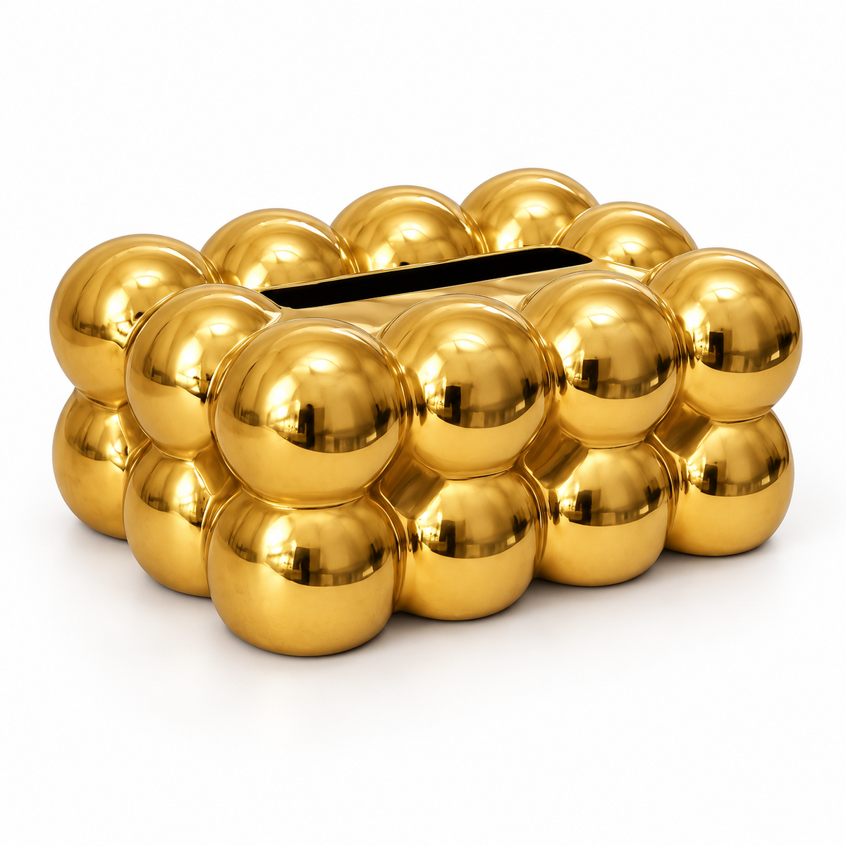 Bubble Design Tissue Box Holder – gold – Alternative white studio