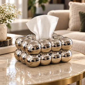 Bubble Design Tissue Box Holder – silver – Lifestyle