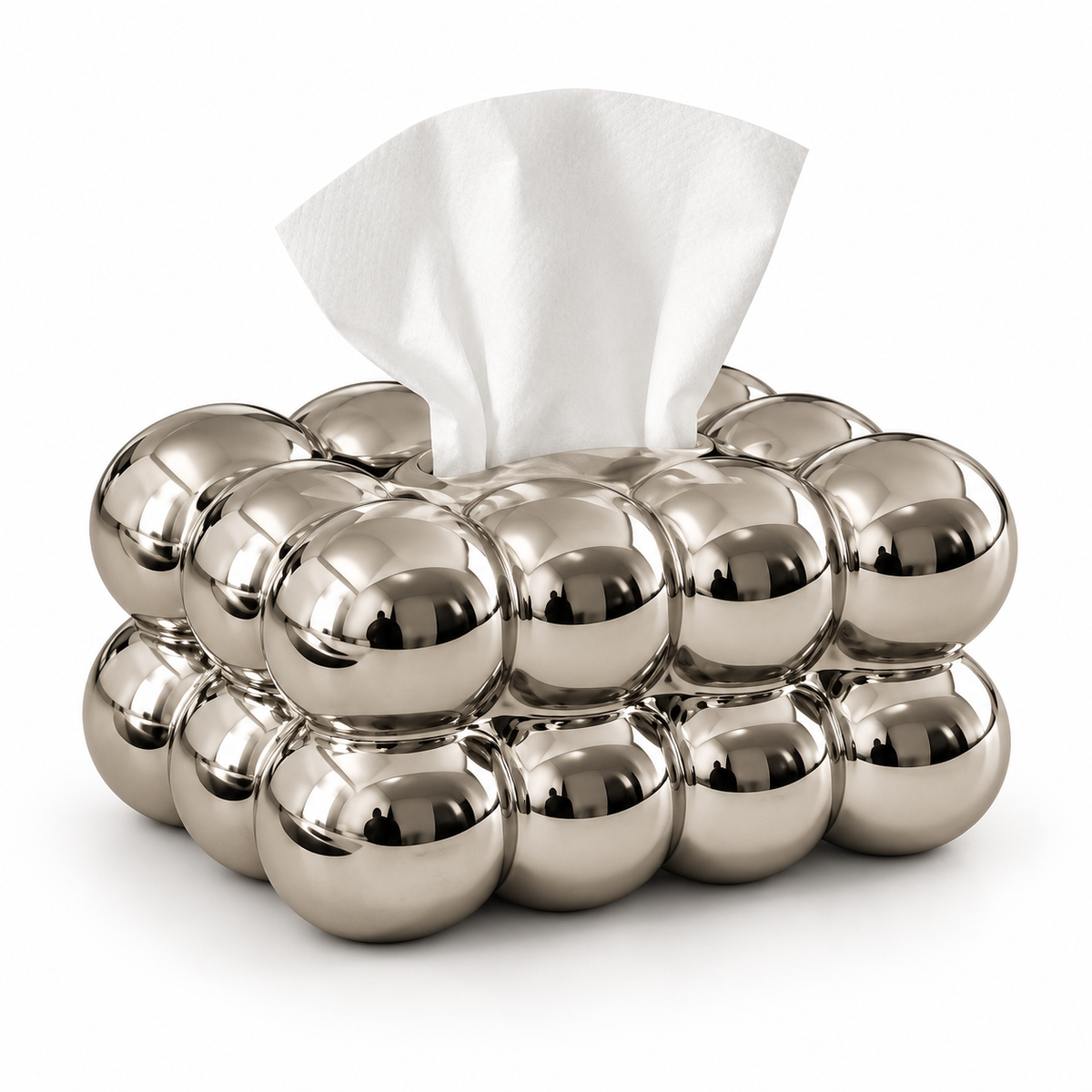 Bubble Design Tissue Box Holder – silver – Primary white studio