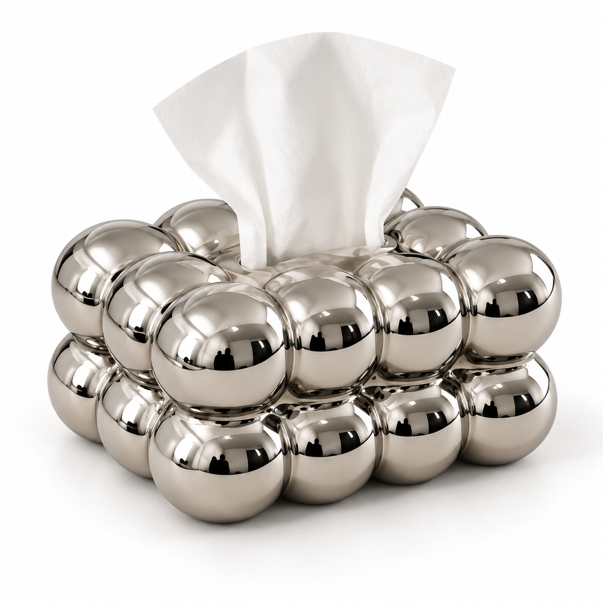 Bubble Design Tissue Box Holder – silver – Alternative white studio
