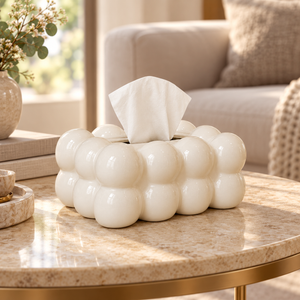Bubble Design Tissue Box Holder – white – Lifestyle