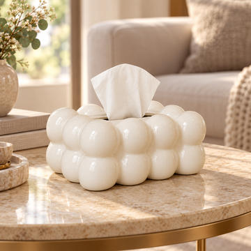 Bubble Design Tissue Box Holder – white – Lifestyle