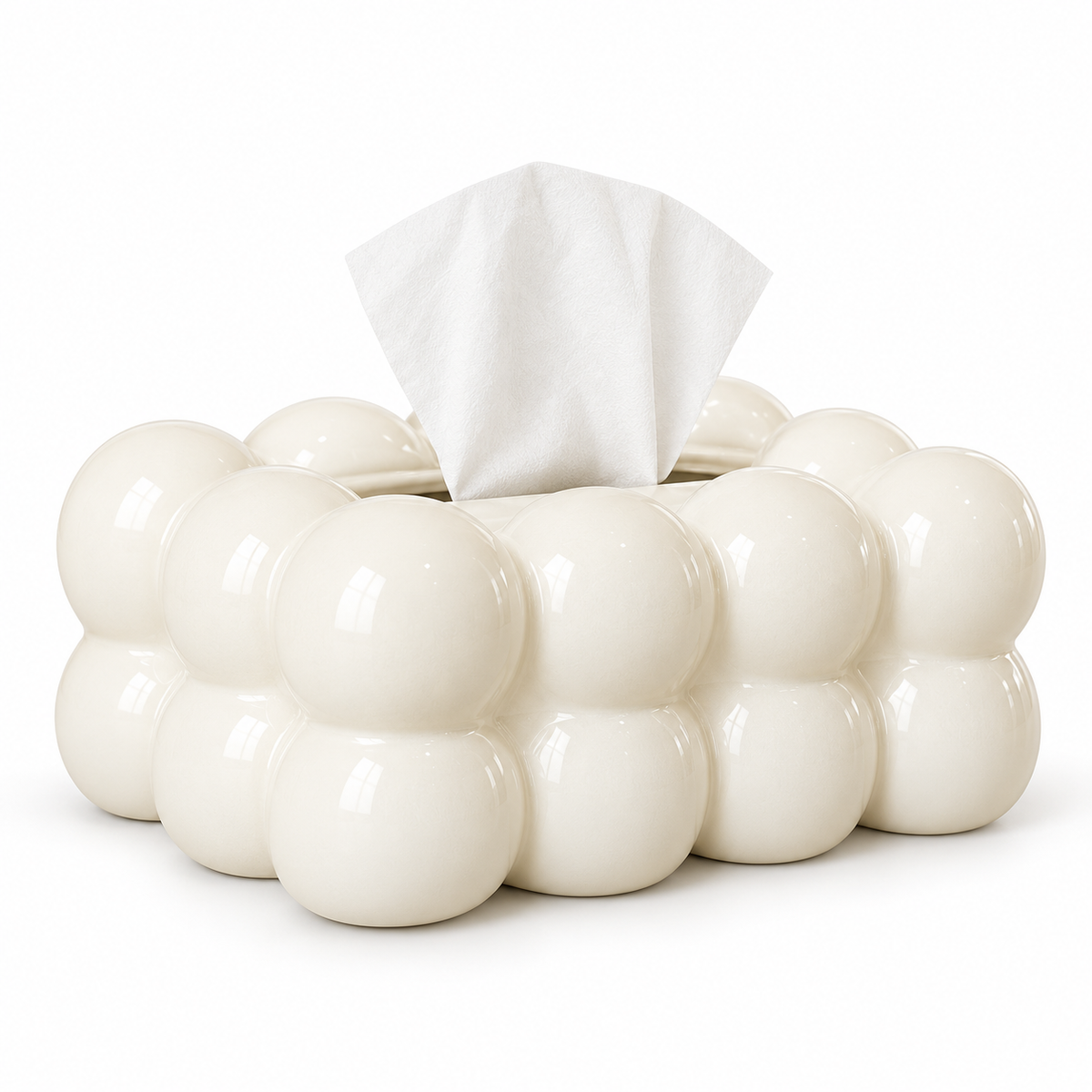 Bubble Design Tissue Box Holder – white – Primary white studio