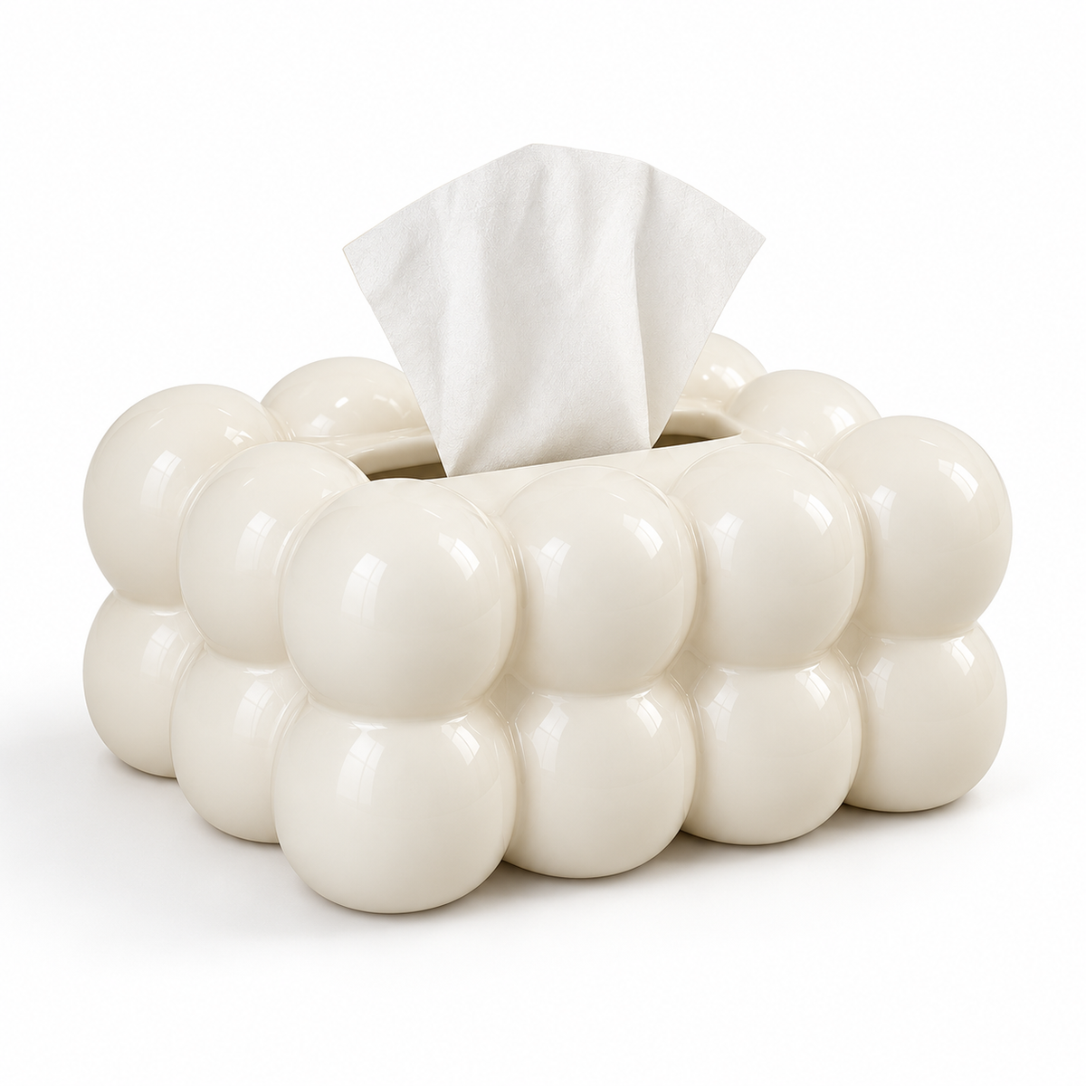 Bubble Design Tissue Box Holder – white – Alternative white studio