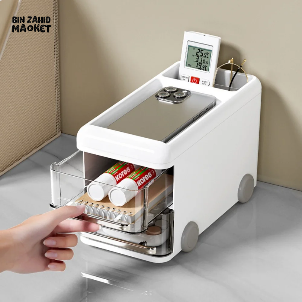 BUS SHAPE DESK STORAGE BOX PEN HOLDER CARTOON PLASTIC CASE