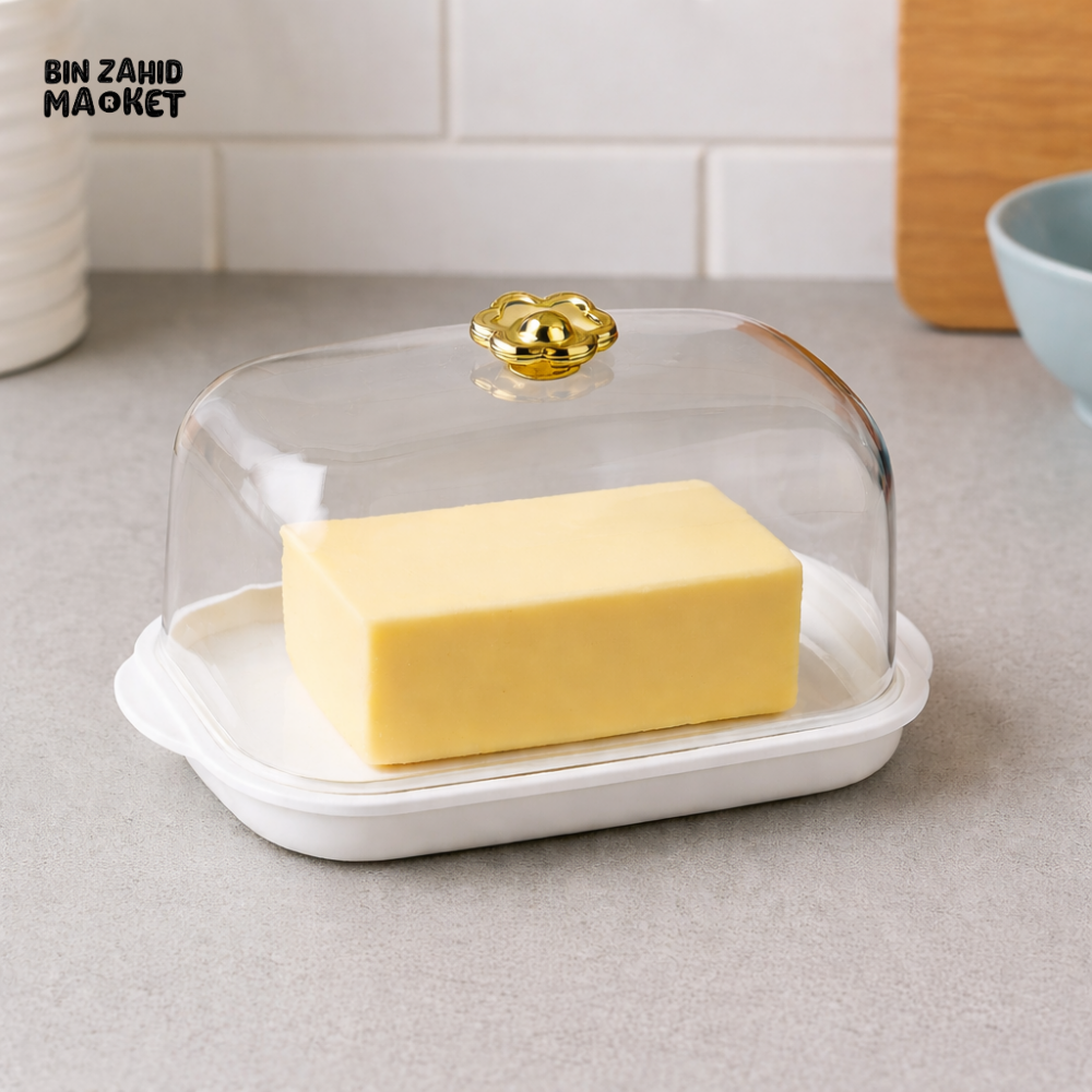 BUTTER DISH WITH CLEAR DOME COVER