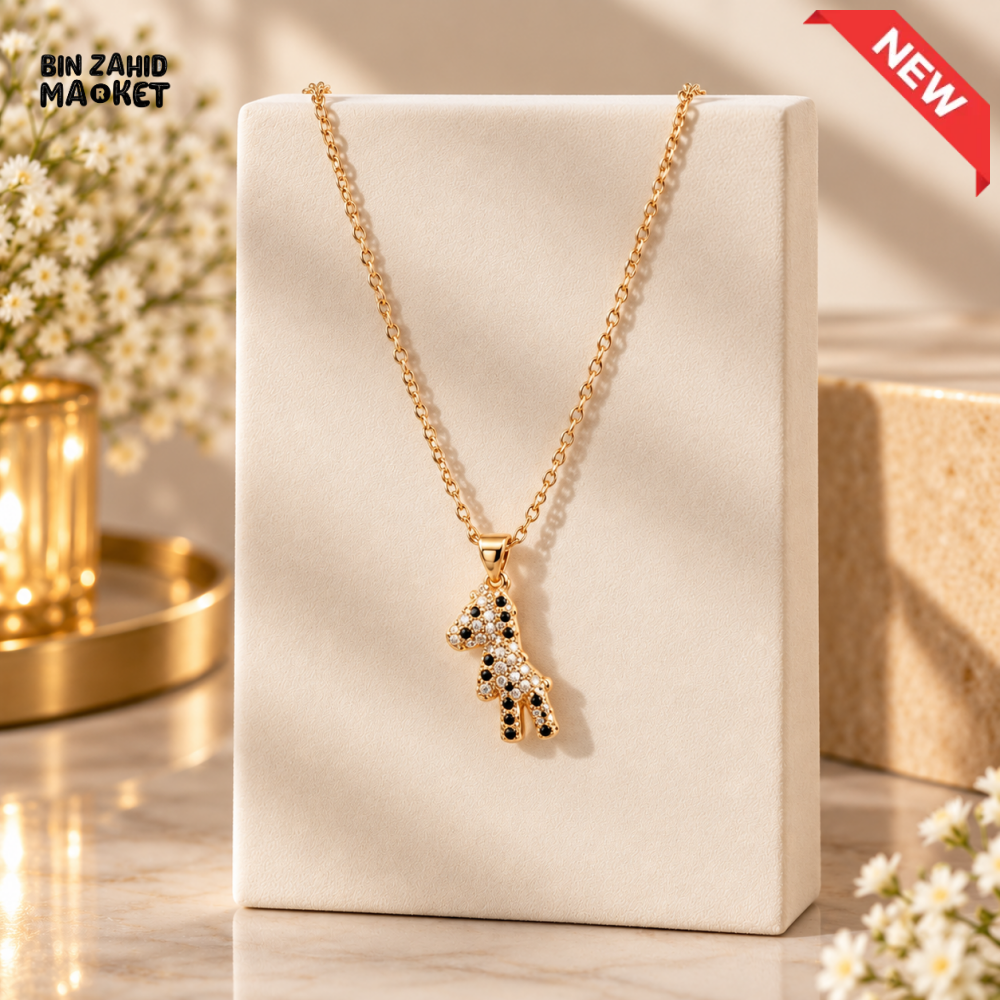 BZM JEWELS GOLD-TONE CRYSTAL GIRAFFE PENDANT NECKLACE