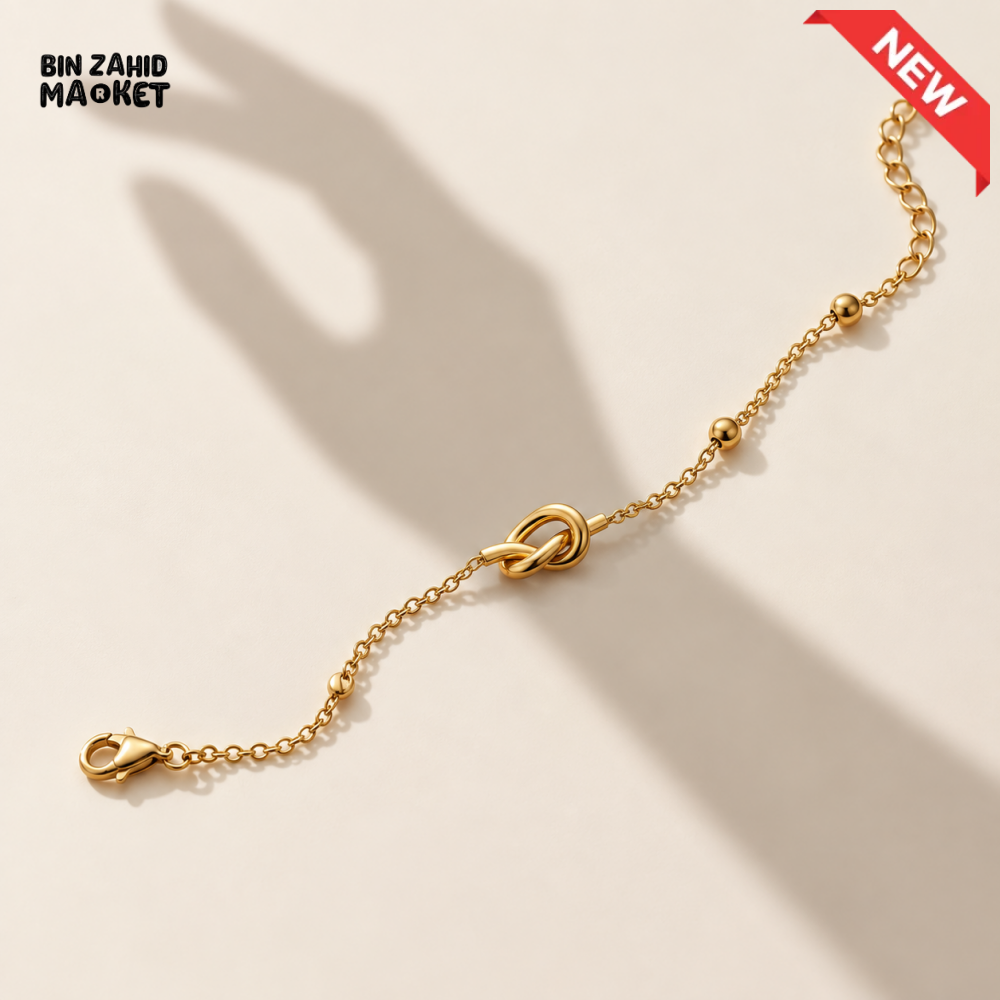 BZM JEWELS GOLD-TONE KNOT DESIGN CHAIN BRACELET