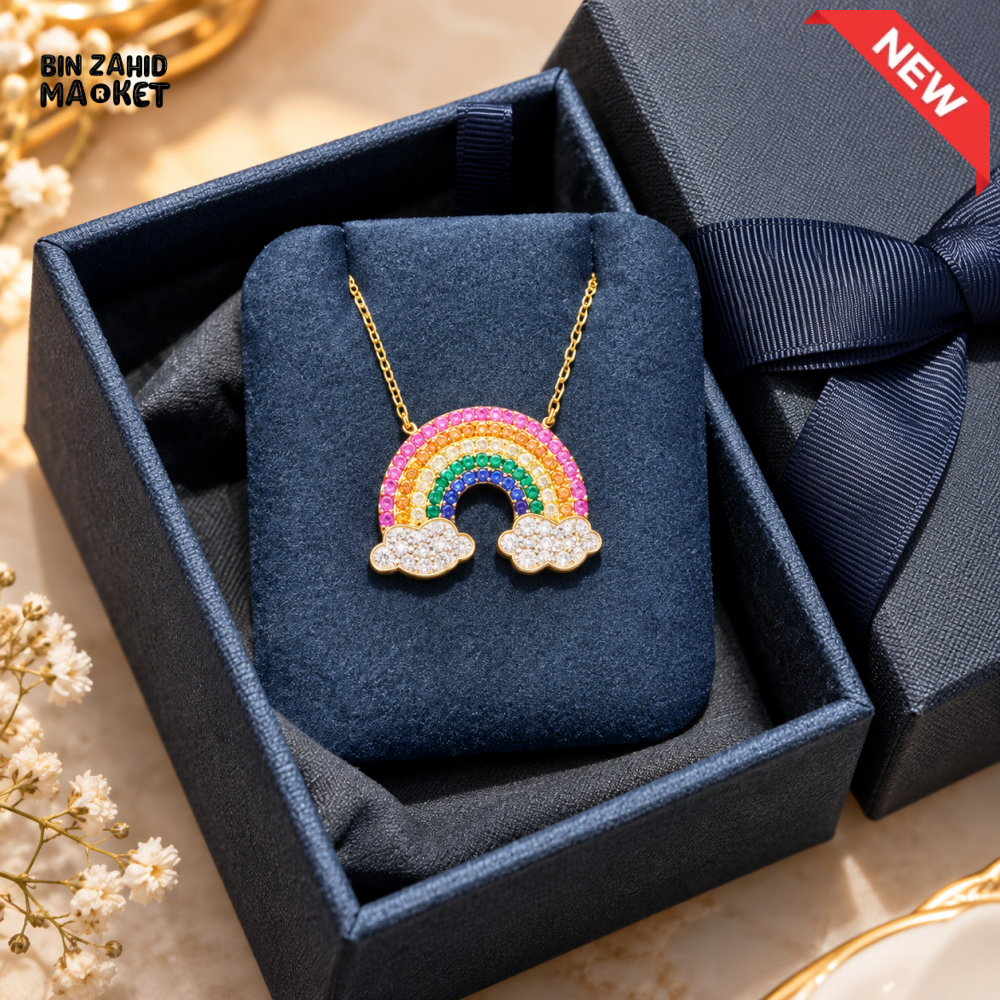 BZM JEWELS RAINBOW PENDANT NECKLACE WITH MULTICOLOR STONES