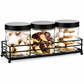Danny Home 3 Piece Storage Jars With Rack - 720 ml