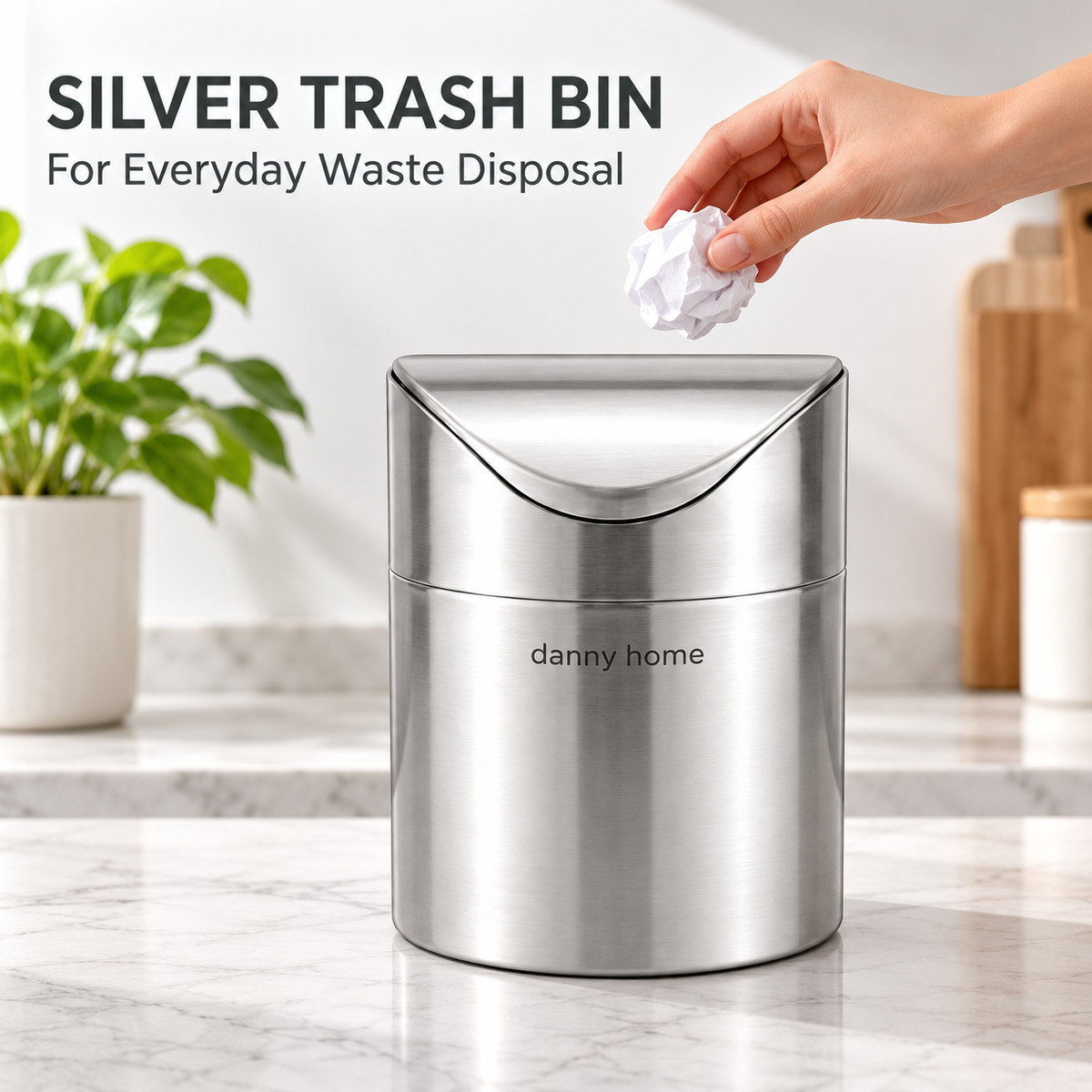DANNY HOME SILVER TRASH BIN