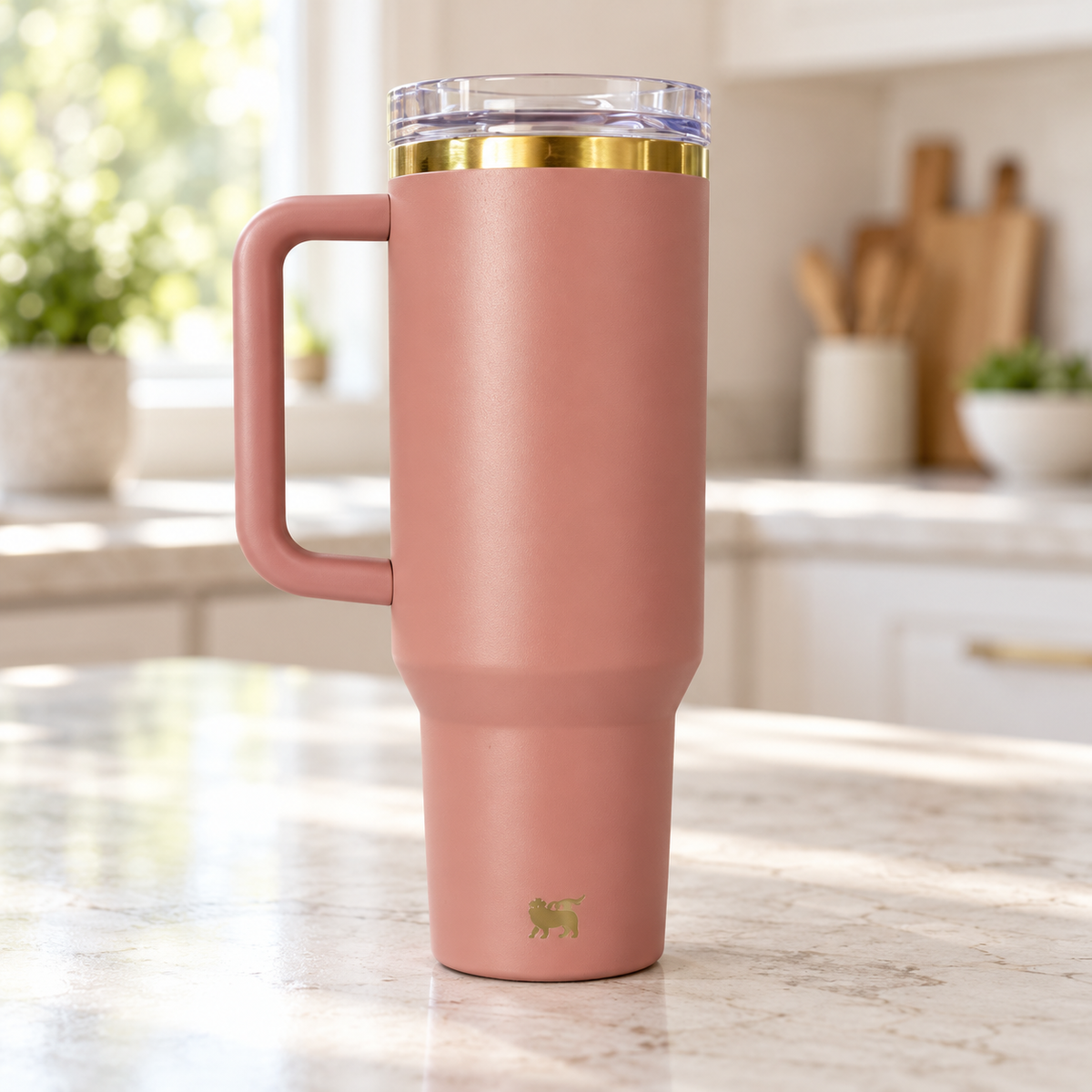 Classic Gold-Rim Handle Tumbler