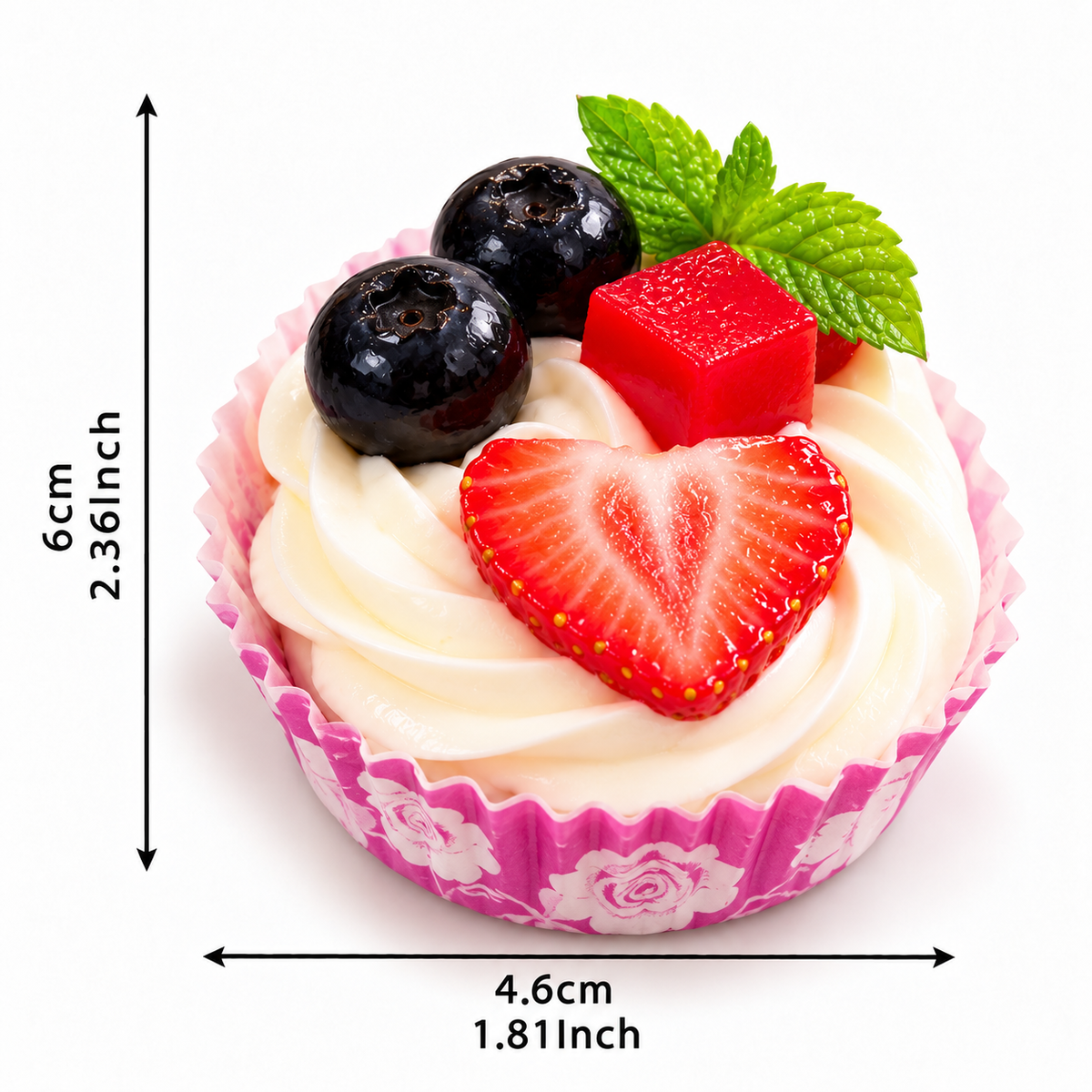 ARTIFICIAL MINI FRUIT DESSERT CUPCAKE DISPLAY - 1 PIECE