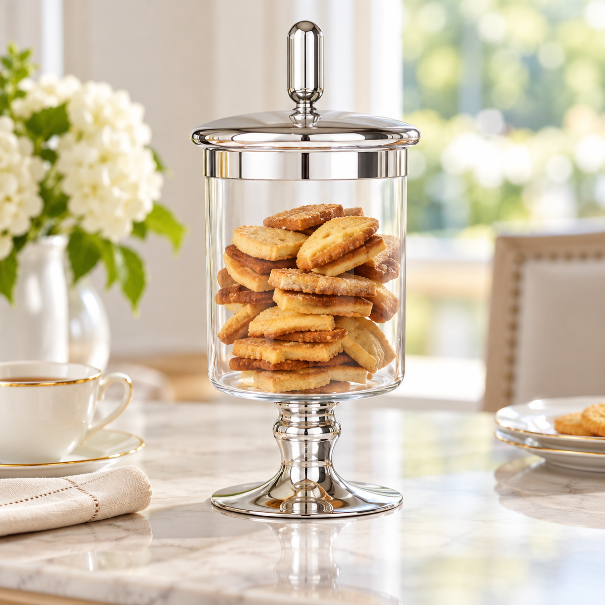Danny Home Silver Footed Biscuit Jar - 9.1 x 24 cm