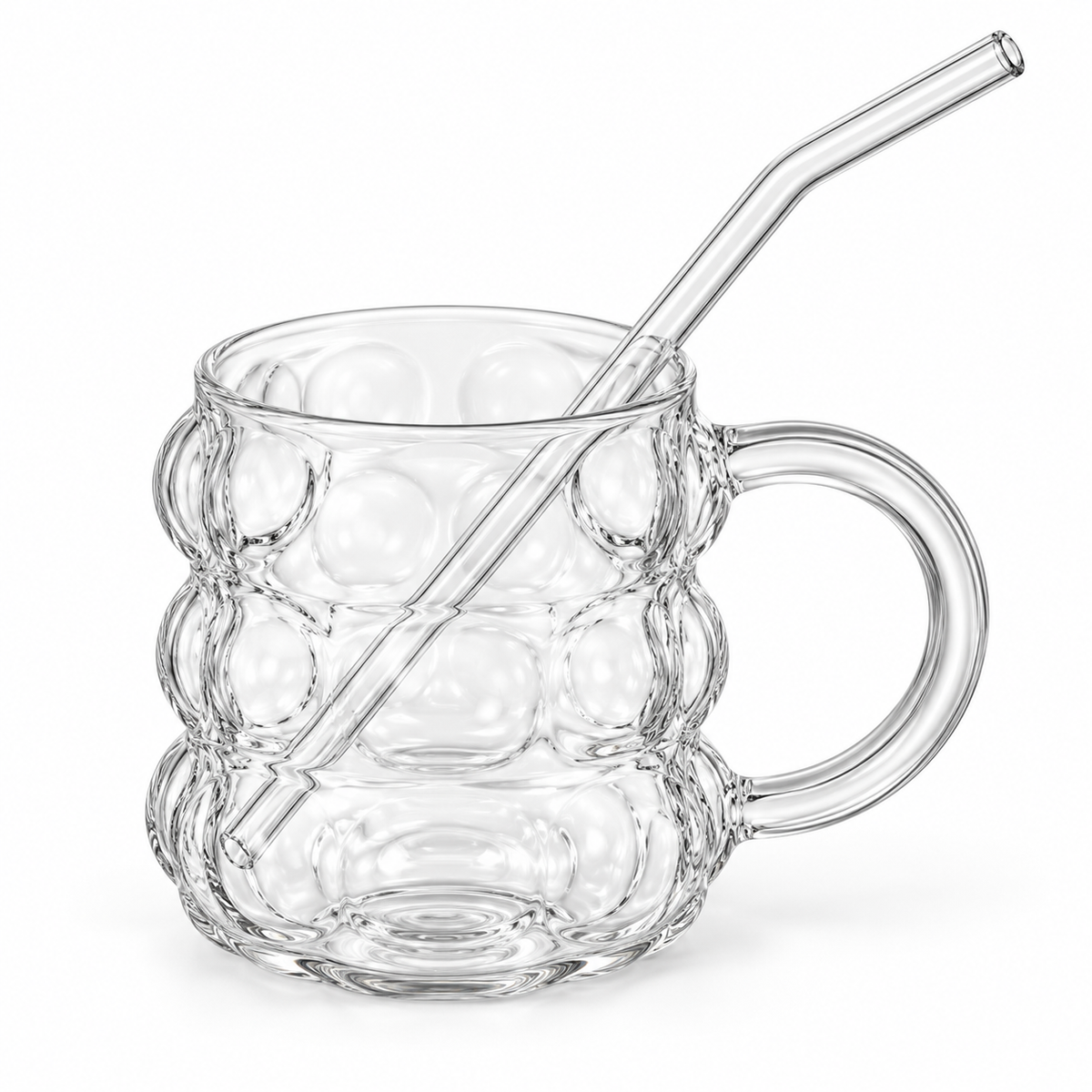 Glasslux Bubble Mug With Straw - 350 ml