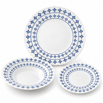 Danny Home 24-Piece Blue Geometric Dinner Set